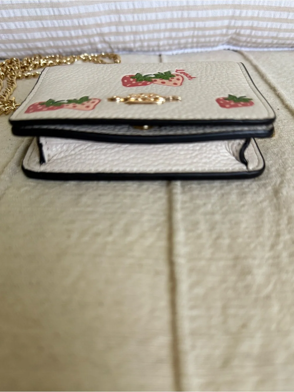 Coach Mini Strawberry Crossbody White with Chain
